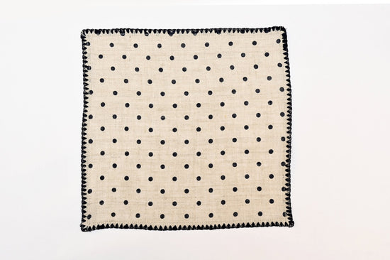 Natural linen printed cocktail napkins.