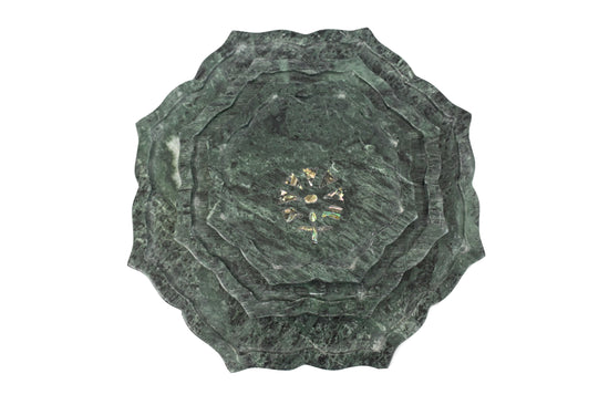 Set of three Green Marble Trays