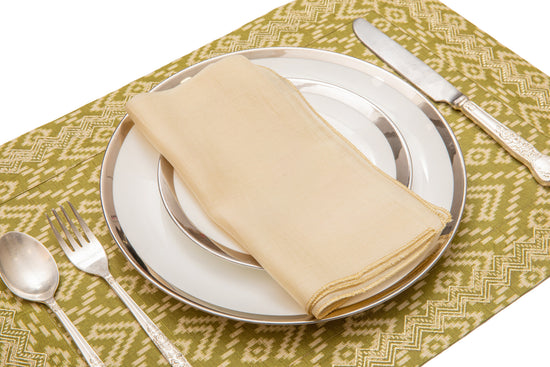 Patola placemats and cream mul chanderi napkins