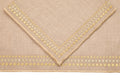Natural linen placemats and  napkins with delicate  gold embroidery.