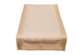 Natural linen runner with delicate gold embroidery.