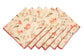 White linen floral printed cocktail napkins with delicate embroidery.