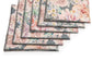 Slate green printed  linen dinner napkins with delicate embroidery.