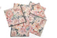 Slate green printed  linen dinner napkins with delicate embroidery.