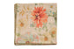 Olive floral printed linen dinner napkins with delicate embroidery.