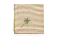 Striped linen cocktail napkins with  embroidery.