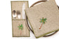Striped linen dinner napkins with embroidery.