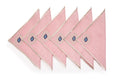Pink linen cocktail napkins with embroidered evil eye.