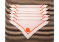 White linen embroidered cocktail napkin.