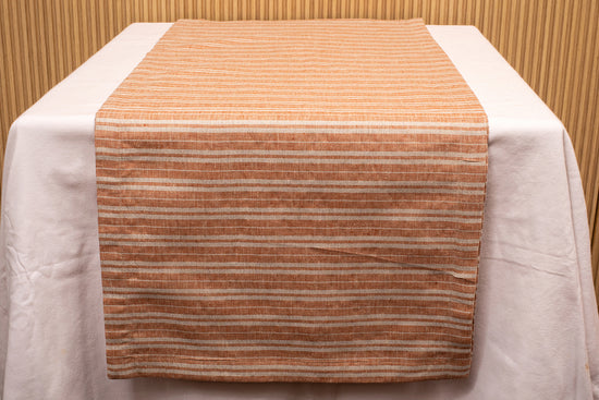 Rust and silver  striped linen runner.