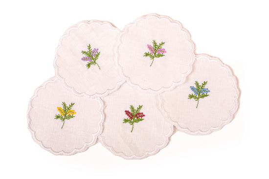 Linen glass coasters.