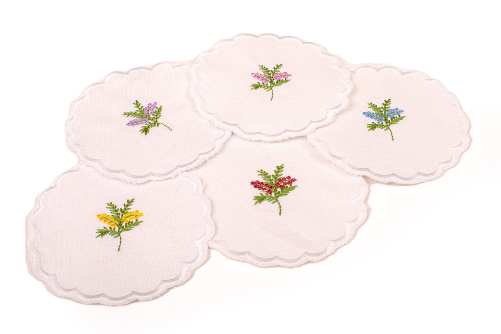 Linen glass coasters.