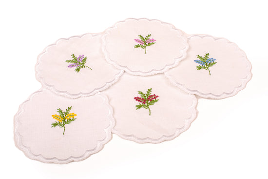 Linen glass coasters.