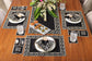 Black linen embroidered runner.