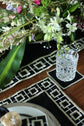 Black linen embroidered runner.