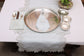 Powder blue linen silver maple leaf  cutlery holder.