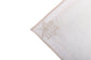 Powder blue linen silver maple leaf embroidered cocktail napkin.
