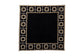 Black linen embroidered cocktail napkin.