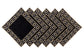 Black linen embroidered cocktail napkin.