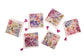 Multicolour floral printed linen cocktail napkin.