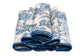 White linen blue leaves printed dinner napkin.