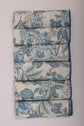 White linen blue leaves printed cocktail napkin.