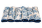 White linen blue leaves printed dinner napkin.