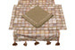 Olive green linen printed placemats with olive green linen napkin.