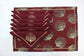 Maroon jute linen placemats with linen napkins