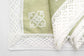 Lime green placemats with napkins with lace.