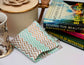 Turquoise chevron print linen cocktail napkins.