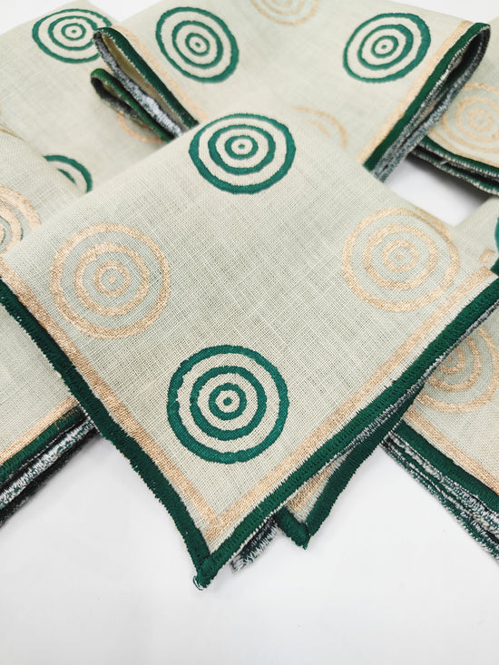 Linen block printed cocktail napkins.[3 colours available]