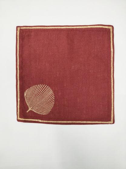 Gold  printed linen cocktail napkins. [available in 2 colours]