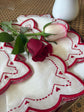 White linen heart embroidered cocktail napkins