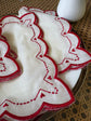 White linen heart embroidered cocktail napkins