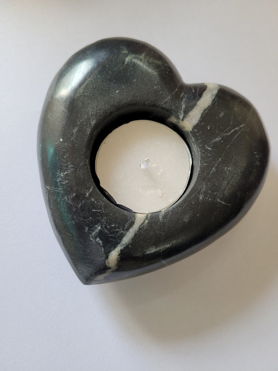 Heart Shaped Black Marble Candle Holder