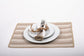 Beige And White Linen Placemats With White Linen Napkins