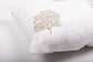 White Linen Cushion Cover With Embroidered  Flower Motifs