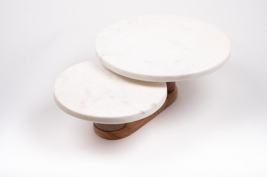 Double Platter Marble Cake Stand