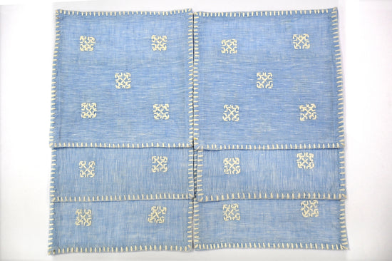 Kachhi embroidery blue cocktail napkin