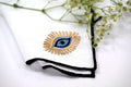 Evil eye white linen cocktail napkin