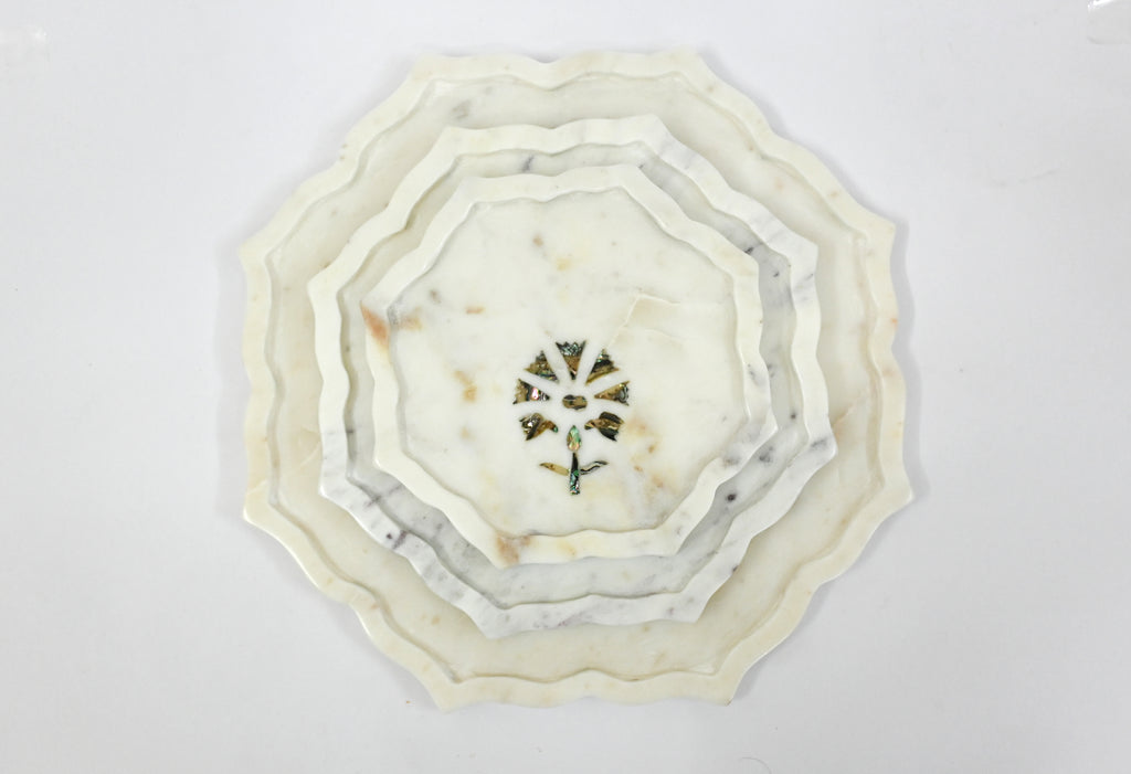 Set of three White Marble Trays