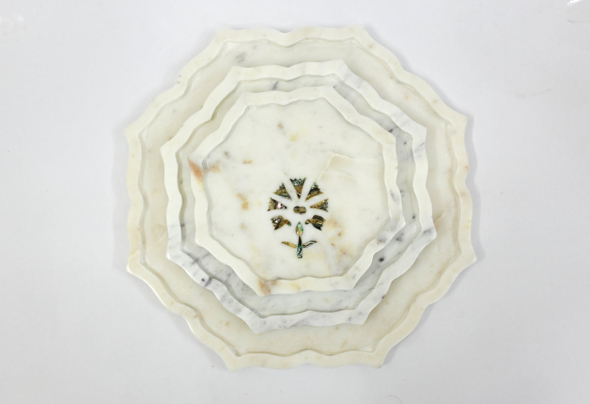 Set of three White Marble Trays