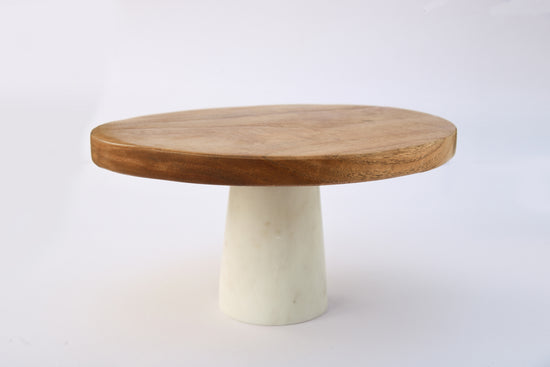 Wooden Cake Stand With Marble Base