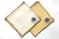 Evil eye with golden border yellow linen cocktail napkins.
