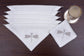 White Linen cocktail napkins with dragon fly embroidery
